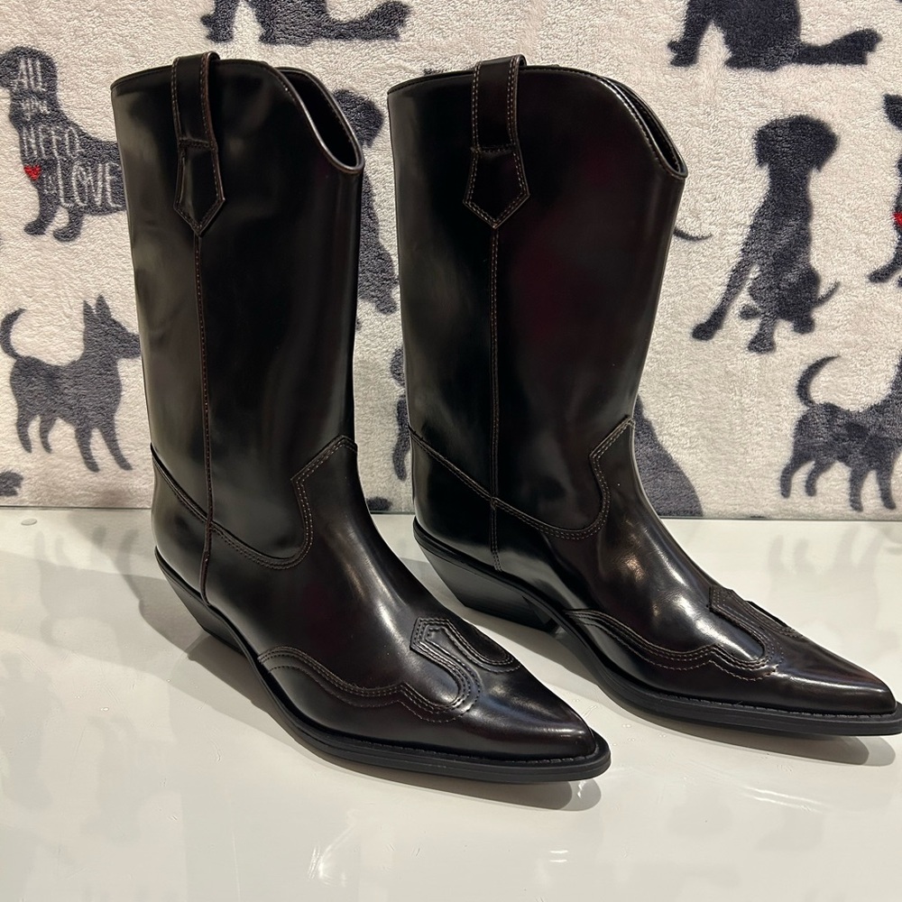 Womens Dark brown Leather Western Boots